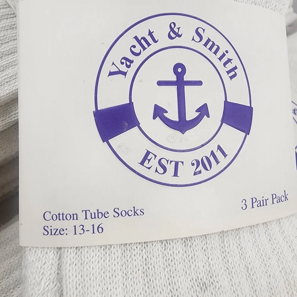 12 Pairs USA Yacht & Smith White Tube Socks Mens Size 13-16‎ New